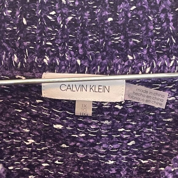 Calvin Klein Women Purple Soft Cozy Chenille Cowl Neck Pullover Sweater 1X Plus - Picture 8 of 13
